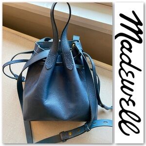 Madewell Black Leather Bucket Crossbody Bag